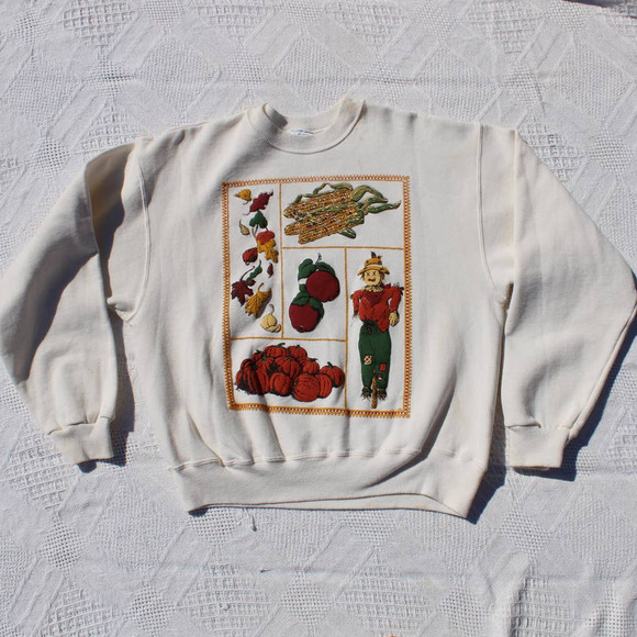 Vintage Fall Autumn Harvest Thanksgiving Sweater Size Large - Picture 2 of 11